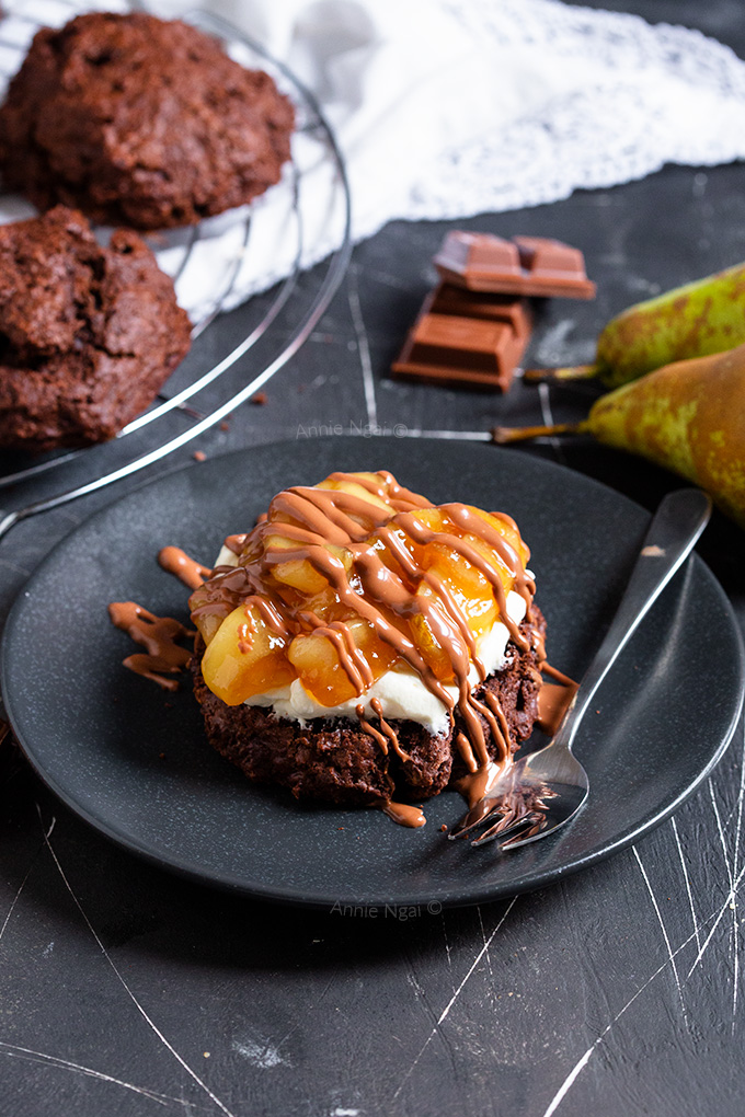 Cooked pears, whipped cream, melted chocolate and soft shortcakes marry together to make these incredible Chocolate and Pear Shortcakes; a twist on the traditional shortcake and just as delicious!