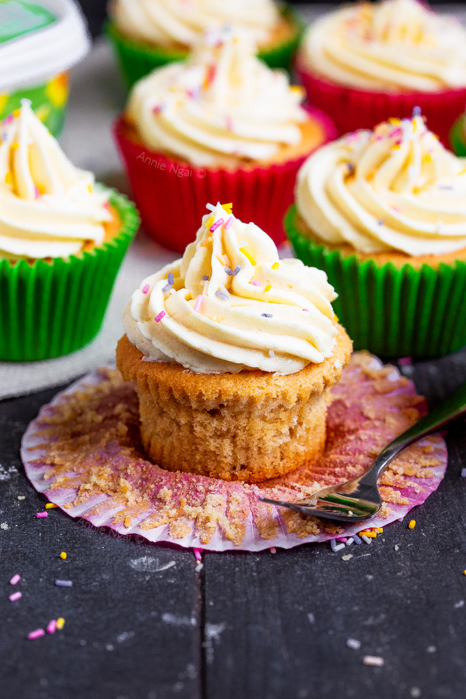 These Vegan Vanilla Cupcakes taste just as good as traditional vanilla cupcakes! Topped with light and fluffy vegan frosting, these are the perfect sweet treat for all to enjoy!