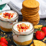These Strawberry Cheesecake Jars are ready to eat in 10 minutes and are bound to satisfy your sweet tooth! They're dairy free, full of flavour and can be made ahead of time!