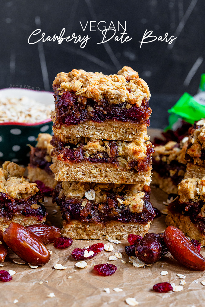 These Cranberry Date Bars are sweet, sticky and full of flavour. They're vegan, only use a few ingredients and will satisfy that craving for something sweet!