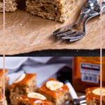 This Salted Caramel Banana Cake is easy to throw together and sinfully delicious. Sticky salted caramel atop a banana filled, light cake. Sliced into squares and served with coffee is the perfect way to enjoy it!