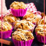 These Rhubarb and White Chocolate Muffins are topped with a buttery, oat streusel and baked until golden. Tart rhubarb with sweet white chocolate, they are a match made in flavour heaven!
